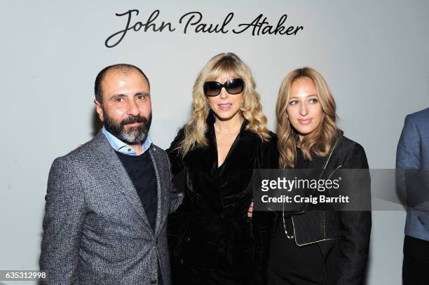 Designer John Paul Ataker, Marla Maples and Freida Rothman backstage at the John Paul Ataker Fall Winter 2017 Runway Show at Pier 59 on February 14,...