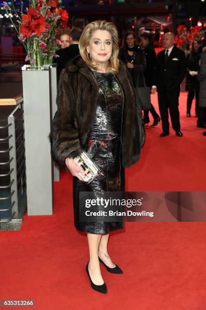 Catherine Deneuve attends the 'The Midwife' premiere during the 67th Berlinale International Film Festival Berlin at Berlinale Palace on February 14,...