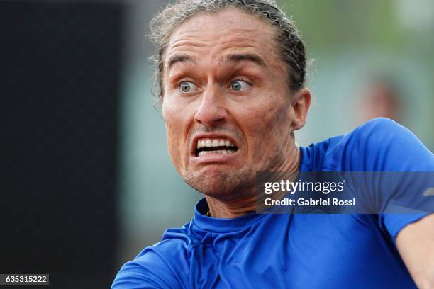 Alexandr Dolgopolov of Ukraine gestures during a first round match between Alexandr Dolgopolov of Ukraine and Janko Tipsarevic of Serbia as part of...