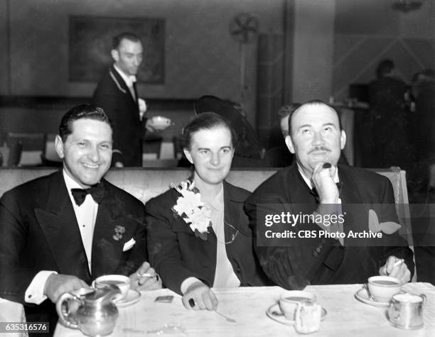 Radio band leader Paul Whiteman entertains at Sardis restaurant. Shown here left to right, Phil Cohan, producer; Dorothy Baker ; and Paul Whiteman....