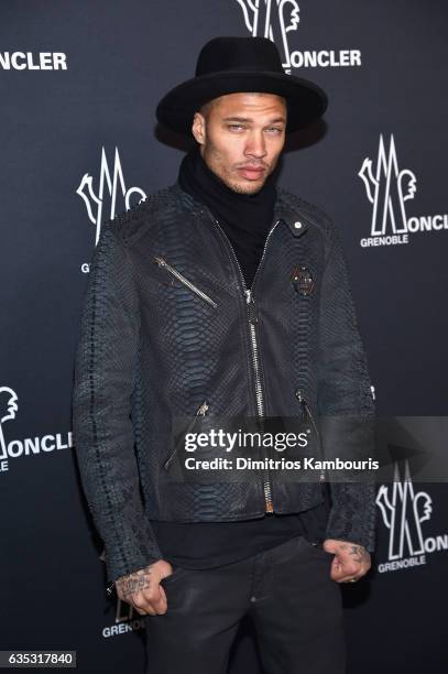 Model Jeremy "Hot Felon" Meeks attends backstage for the Moncler Grenoble collection during, New York Fashion Week: The Shows on February 14, 2017 in...