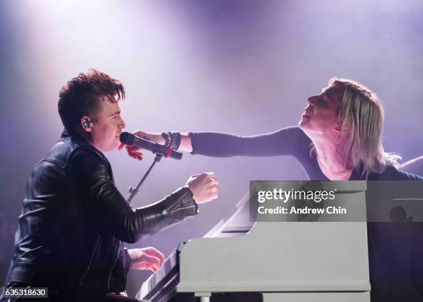 Singers Shawn Hook and Josh Ramsay perform on stage at Abbotsford Centre on February 13, 2017 in Abbotsford, Canada.