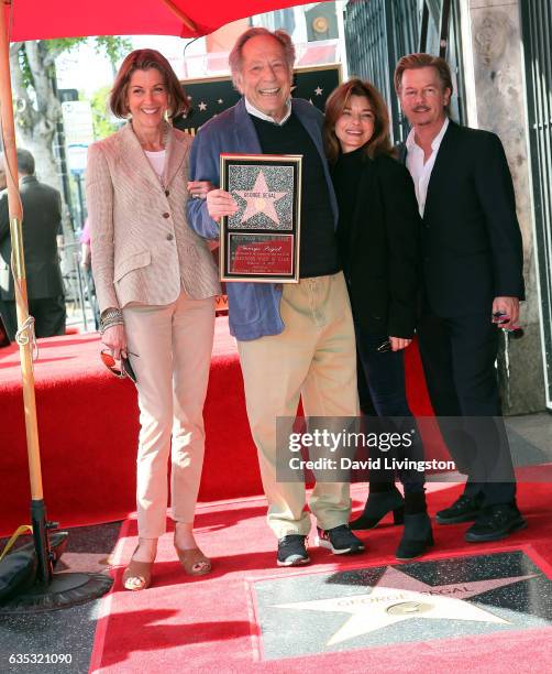 Actors Wendie Malick, George Segal, Laura San Giacomo and David Spade attend George Segal being honored with a Star on the Hollywood Walk of Fame on...