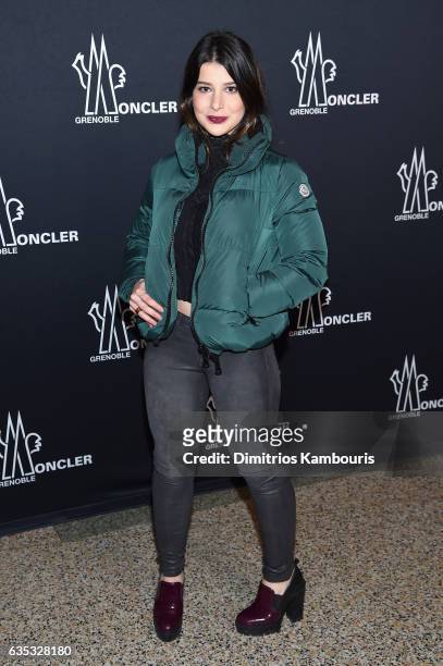 Katherine Herzer poses backstage for the Moncler Grenoble collection during, New York Fashion Week: The Shows on February 14, 2017 in New York City.