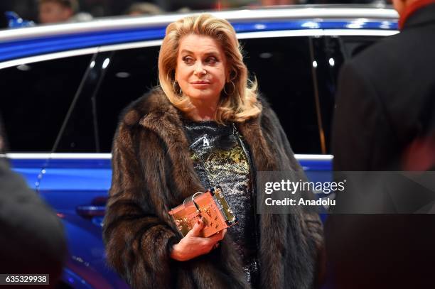 Actress Catherine Deneuve attends the 'The Midwife' premiere during the 67th Berlinale International Film Festival Berlin at Berlinale Palace on...