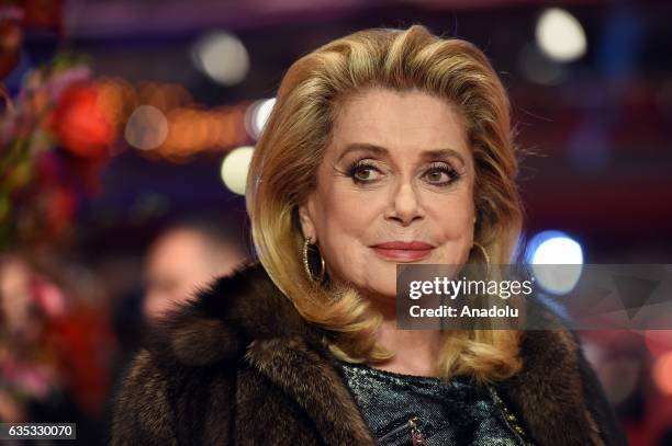 Actress Catherine Deneuve attends the 'The Midwife' premiere during the 67th Berlinale International Film Festival Berlin at Berlinale Palace on...