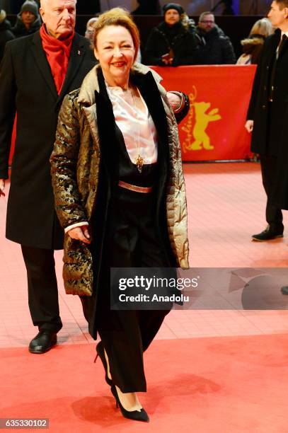 Actress Catherine Frot attends the 'The Midwife' premiere during the 67th Berlinale International Film Festival Berlin at Berlinale Palace on...