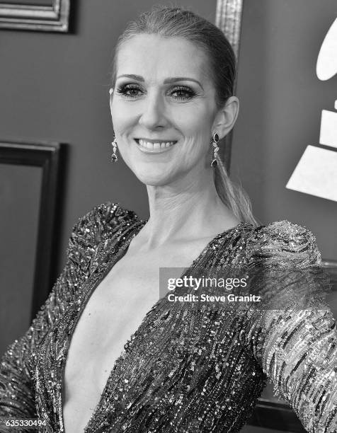 Celine Dion arrives at the 59th GRAMMY Awards on February 12, 2017 in Los Angeles, California.