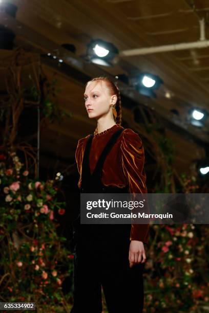 Model walks the runway at the Ulla Johnson show during New York Fashion Week at 477 Broadway on February 9, 2017 in New York City.