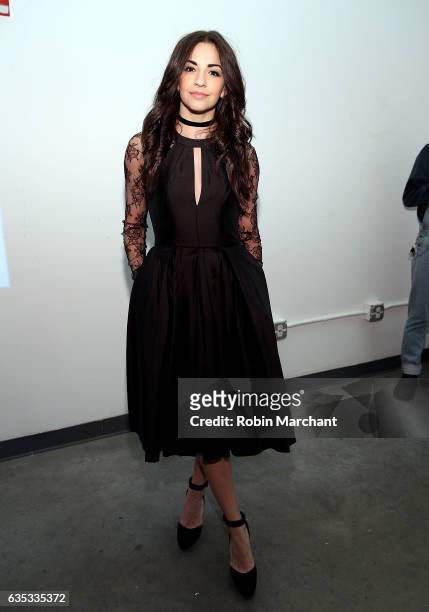 Ana Villafane attends Carmen Marc Valvo during New York Fashion Week on February 14, 2017 in New York City.