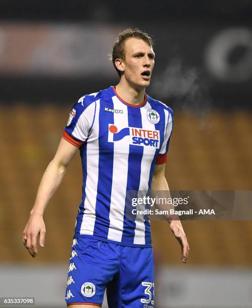 Dan Burn of Wigan Athletic during the Sky Bet Championship match between Wolverhampton Wanderers and Wigan Athletic at Molineux on February 14, 2017...