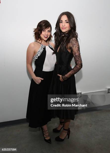 Krysta Rodriguez and Ana Villafane attend Carmen Marc Valvo during New York Fashion Week on February 14, 2017 in New York City.