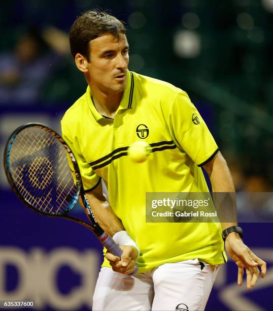 Tommy Robredo of Spain takes a forehand shot during a first round match between Tommy Robredo of Spain and Fabio Fognini of Italy as part of ATP...