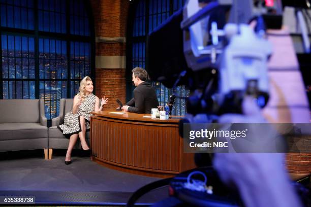 Episode 489 -- Pictured: Actress Annaleigh Ashford during an interview with host Seth Meyers on February 14, 2017 --