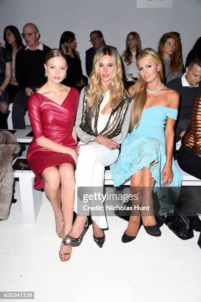 Magdalena Frackowiak, Esther Houston and Paris Hilton attend the Chiara Boni La Petite Robe collection during, New York Fashion Week: The Shows at...