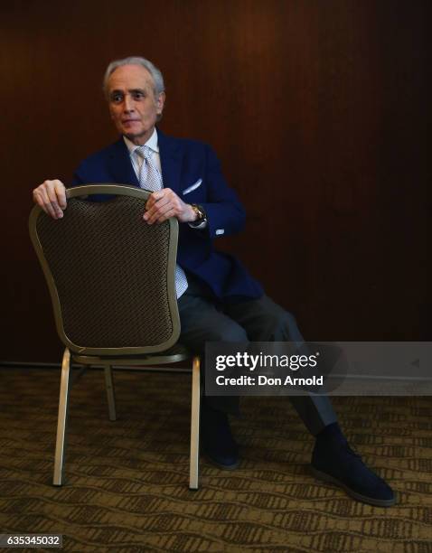 Jose Carreras poses just after a press conference at Shangri-La Hotel on February 15, 2017 in Sydney, Australia.