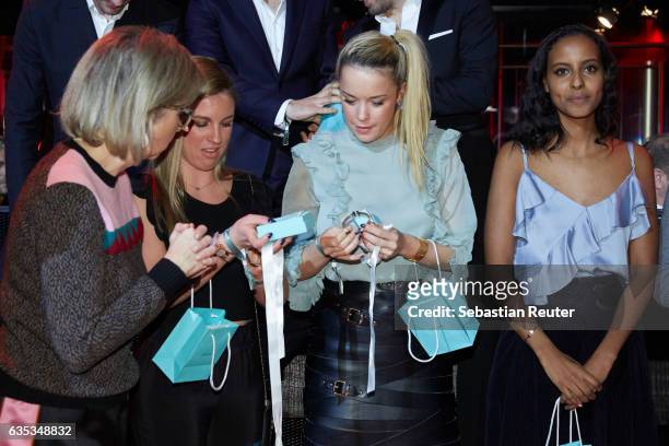 Inga Griese, Milena Jaeckel, Marina Hoermanseder and Sara Nuro attend the Young ICONs Award in cooperation with H&M and Tiffany's & Co at BRLO...