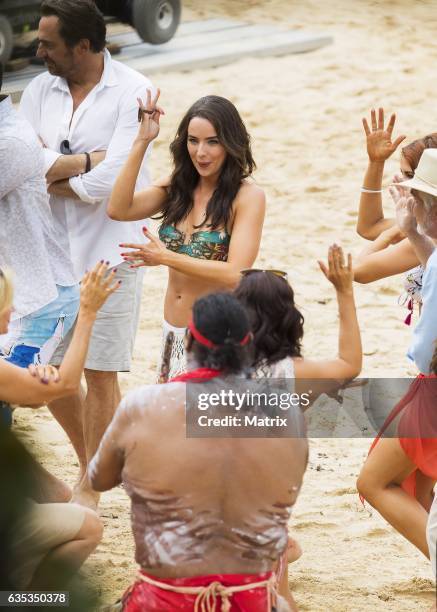 Ashleigh Brewer is seen at the Bold and the Beautiful filming at the beach on February 15, 2017 in Sydney, Australia.