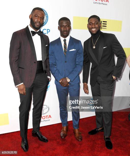 Kofi Siriboe, Kwesi Boakye and Kwame Boateng attend the 48th NAACP Image Awards at Pasadena Civic Auditorium on February 11, 2017 in Pasadena,...