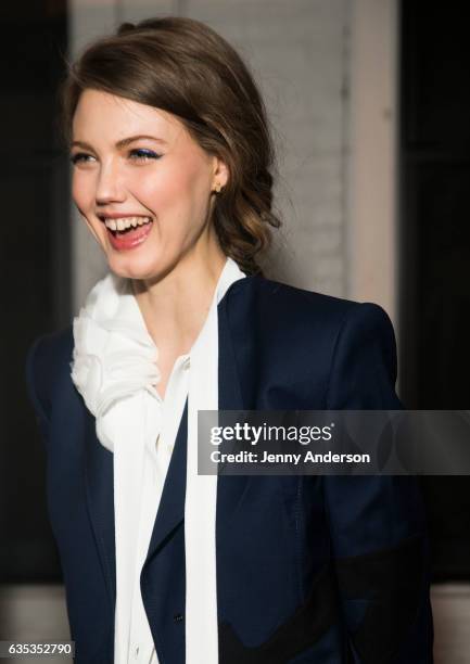 Lindsey Wixson attends Zac Posen Exhibition during New York Fashion Week on February 14, 2017 in New York City.