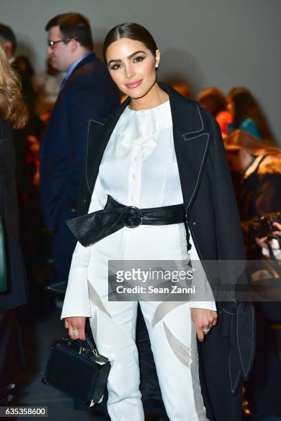 Olivia Culpo at the John Paul Ataker Show featuring Freida Rothman Jewelry during New York Fashion Week at Pier 59 Studios on February 14, 2017 in...