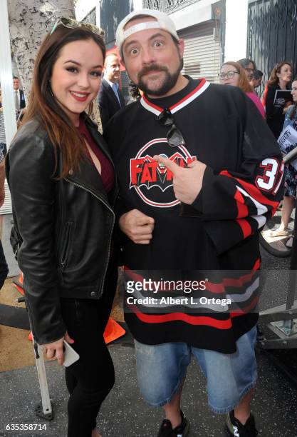 Actress Hayley Orrantia and director Kevin Smith at the George Segal Star Ceremony at The Hollywood Walk Of Fame on February 14, 2017 in Hollywood,...