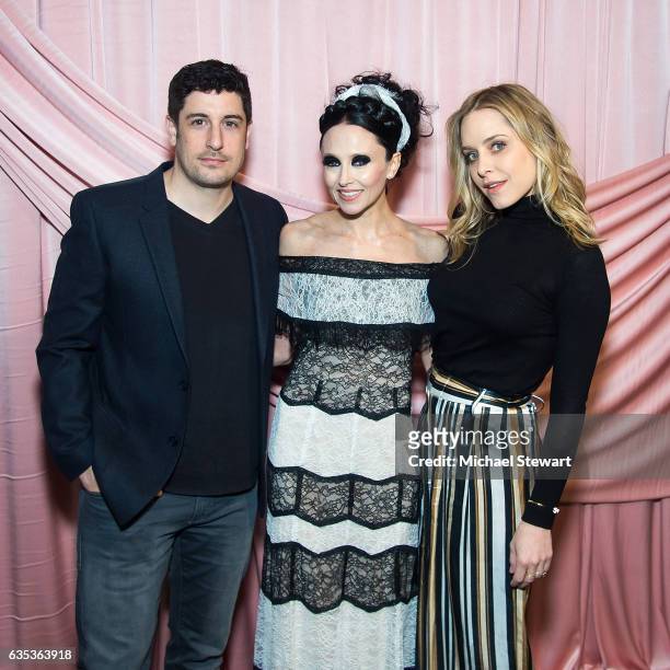 Jason Biggs, Stacey Bendet and Jenny Mollen attend the Alice + Olivia by Stacey Bendet presentation during February 2017 New York Fashion Week at...