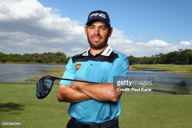 Louis Oosthuizen of South Africa poses during previews ahead of the ISPS HANDA World Super 6 Perth at Lake Karrinyup Country Club on February 15,...