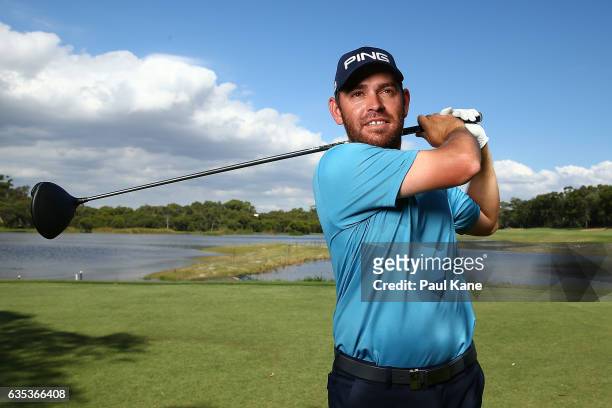 Louis Oosthuizen of South Africa poses during previews ahead of the ISPS HANDA World Super 6 Perth at Lake Karrinyup Country Club on February 15,...