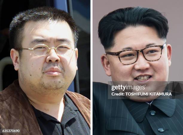 This combo shows a file photo taken on May 4, 2001 of a man believed to be Kim Jong-Nam, son of the late-North Korean leader Kim Jong-Il, getting off...