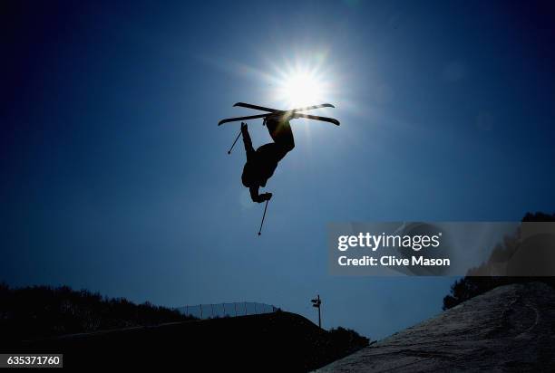 Mike Riddle of Canada in action during a training session for the FIS Freestyle World Cup 2016/17 Ski Halfpipe at Bokwang Snow Park on February 15,...