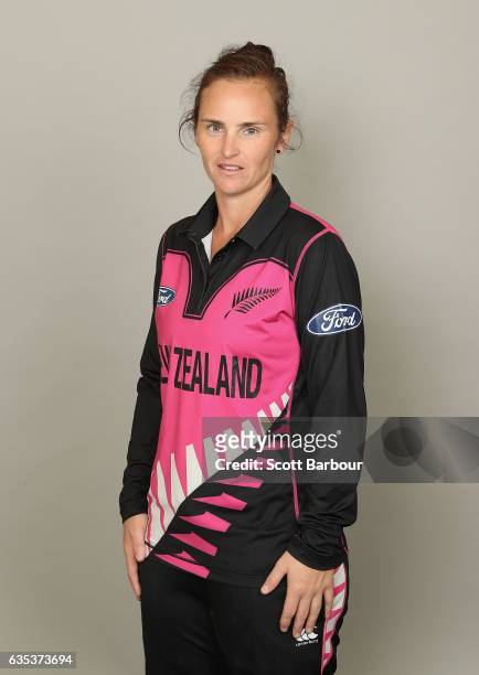 Katey Martin poses during a New Zealand Women's T20 headshots session at the Langham Hotel on February 15, 2017 in Melbourne, Australia.