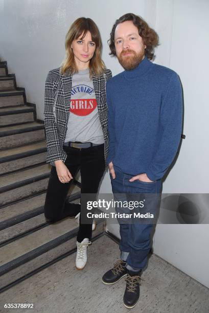 Eva Padberg and her husband Niklas Worgt alias Dapayk pose during the presentation of their new album 'Harbour' on February 14, 2017 in Berlin,...