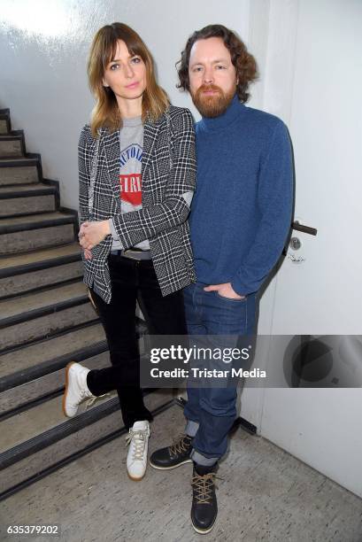 Eva Padberg and her husband Niklas Worgt alias Dapayk pose during the presentation of their new album 'Harbour' on February 14, 2017 in Berlin,...