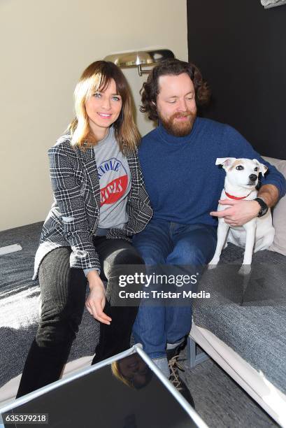 Eva Padberg and her husband Niklas Worgt alias Dapayk pose during the presentation of their new album 'Harbour' on February 14, 2017 in Berlin,...