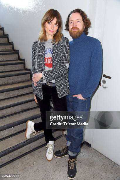 Eva Padberg and her husband Niklas Worgt alias Dapayk pose during the presentation of their new album 'Harbour' on February 14, 2017 in Berlin,...