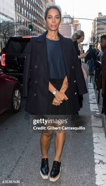 Singer-songwriter Leona Lewis is seen arriving to the Moncler Grenoble collection during, New York Fashion Week: The Shows on February 14, 2017 in...