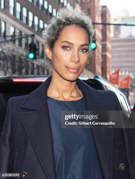 Singer-songwriter Leona Lewis is seen arriving to the Moncler Grenoble collection during, New York Fashion Week: The Shows on February 14, 2017 in...