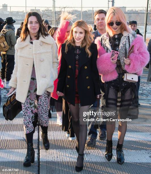 Actress Emma Roberts is seen arriving to the Coach FW17 Show at Pier 76 on February 14, 2017 in New York City.