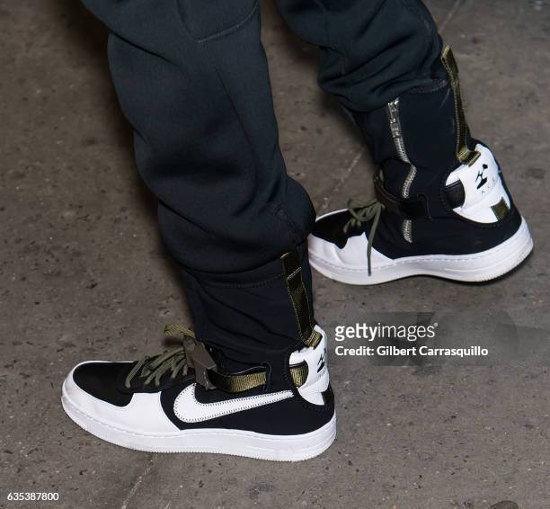 Filmmaker Spike Lee, shoe detail, is seen arriving to the Moncler Grenoble collection during, New York Fashion Week: The Shows on February 14, 2017...