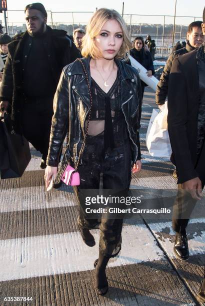 Writer, magazine editor, and actress Tavi Gevinson is seen arriving to the Coach FW17 Show during Fashion Week at Pier 76 on February 14, 2017 in New...