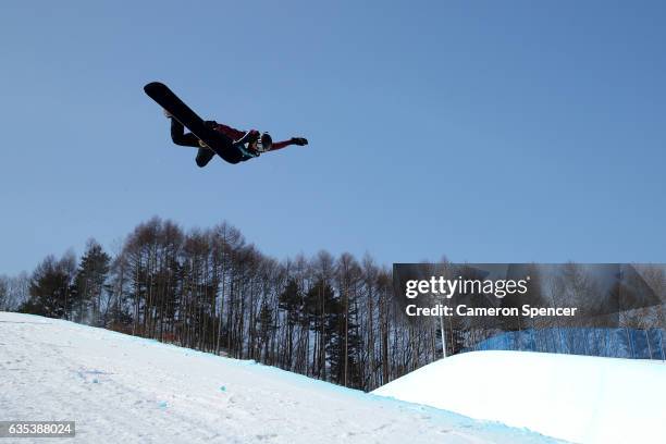 Verena Rohrer of Switzerland rides during a training session for the FIS Freestyle World Cup 2016/17 Snowboard Halfpipe at Bokwang Snow Park on...