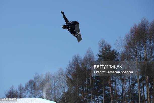 Iouri Podladtchikov of Switzerland rides during a training session for the FIS Freestyle World Cup 2016/17 Snowboard Halfpipe at Bokwang Snow Park on...