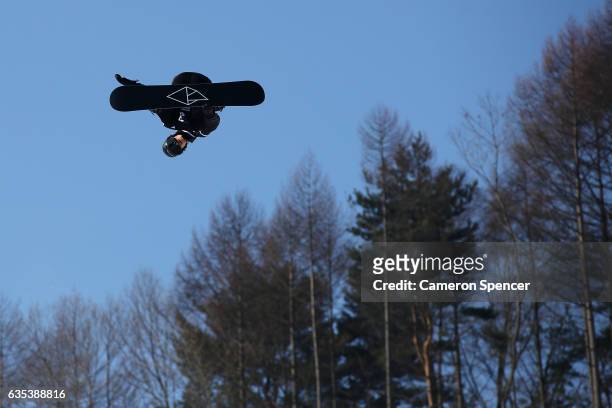 Iouri Podladtchikov of Switzerland rides during a training session for the FIS Freestyle World Cup 2016/17 Snowboard Halfpipe at Bokwang Snow Park on...