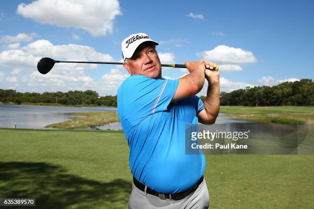 Peter O'Malley of Australia during previews ahead of the ISPS HANDA World Super 6 Perth at Lake Karrinyup Country Club on February 15, 2017 in Perth,...