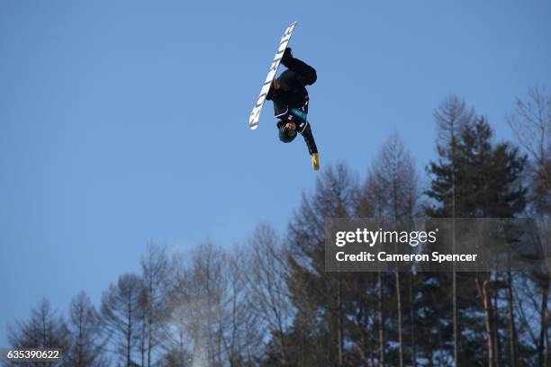 Ben Ferguson of USA rides during a training session for the FIS Freestyle World Cup 2016/17 Snowboard Halfpipe at Bokwang Snow Park on February 15,...