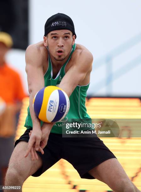 Meszlenyi Tamas of Hungria in action during FIVB Kish Island Open - Day 1 on February 15, 2017 in Kish Island, Iran.