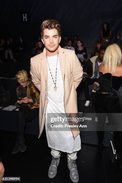 Adam Lambert attends the The Blonds show during New York Fashion Week: Presented By MADE at Skylight Clarkson Sq on February 14, 2017 in New York...