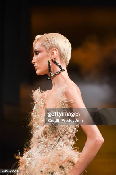 Model walks the runway at the The Blonds show during New York Fashion Week: Presented By MADE at Skylight Clarkson Sq on February 14, 2017 in New...