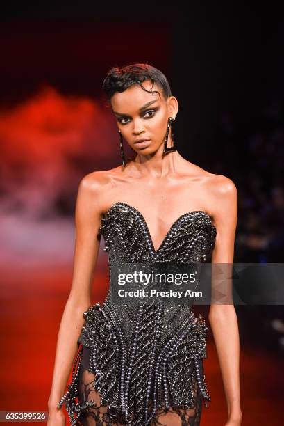 Model walks the runway at the The Blonds show during New York Fashion Week: Presented By MADE at Skylight Clarkson Sq on February 14, 2017 in New...